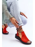 Semišové sandály na klínku Nicole 2743 oranžová Semišové sandály na klínku Nicole 2743 oranžová