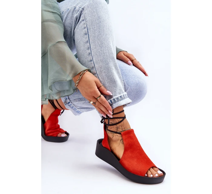 Semišové sandály na klínku Nicole 2743 oranžová Semišové sandály na klínku Nicole 2743 oranžová