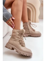 Zateplené botky traperky na zip z eko kůže béžové Willatta Zateplené botky traperky na zip z eko kůže béžové Willatta