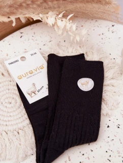 Dlouhé dámské ponožky s vlnou Černé