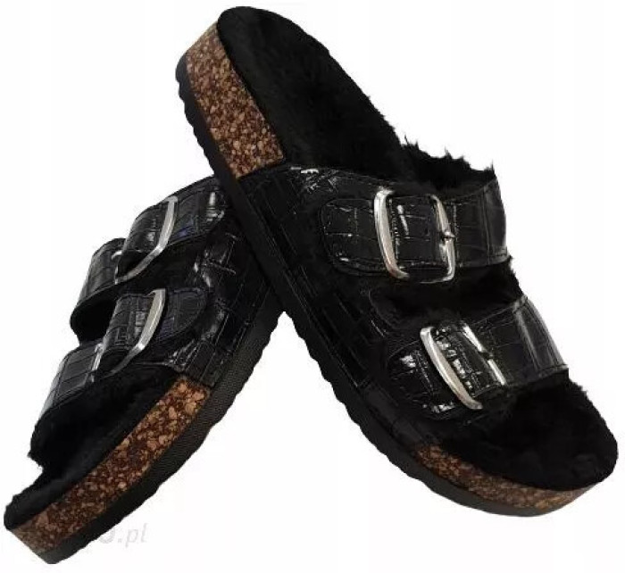 Dámské pantofle kožešina černé - Yoclub