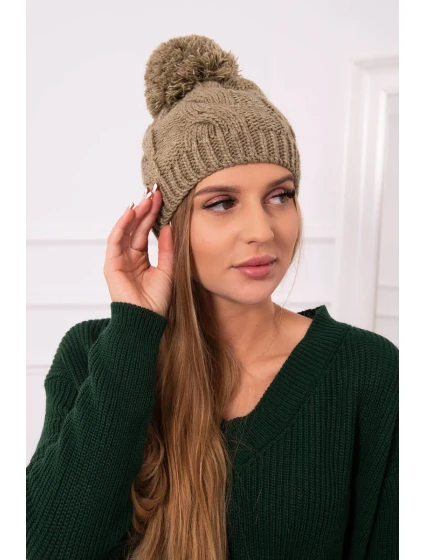 Fleecová čepice light khaki model 18750933 - K-Fashion Fleecová čepice light khaki model 18750933 - K-Fashion