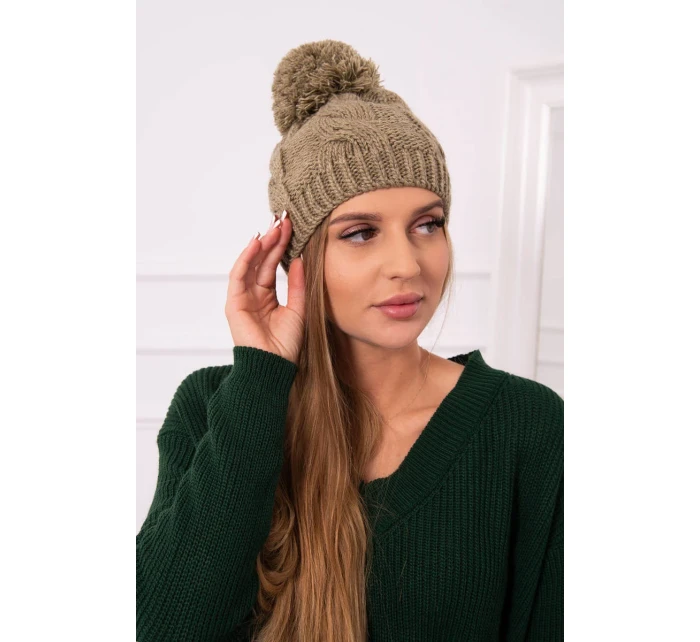 Fleecová čepice light khaki model 18750933 - K-Fashion Fleecová čepice light khaki model 18750933 - K-Fashion