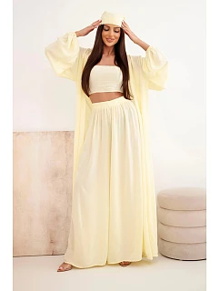 Dámský viskózový model 22084821 komplet v boho stylu žlutý - K-Fashion