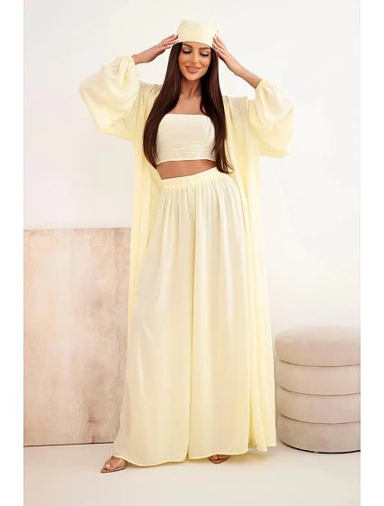 Dámský viskózový model 22084821 komplet v boho stylu žlutý - K-Fashion Dámský viskózový model 22084821 komplet v boho stylu žlutý - K-Fashion