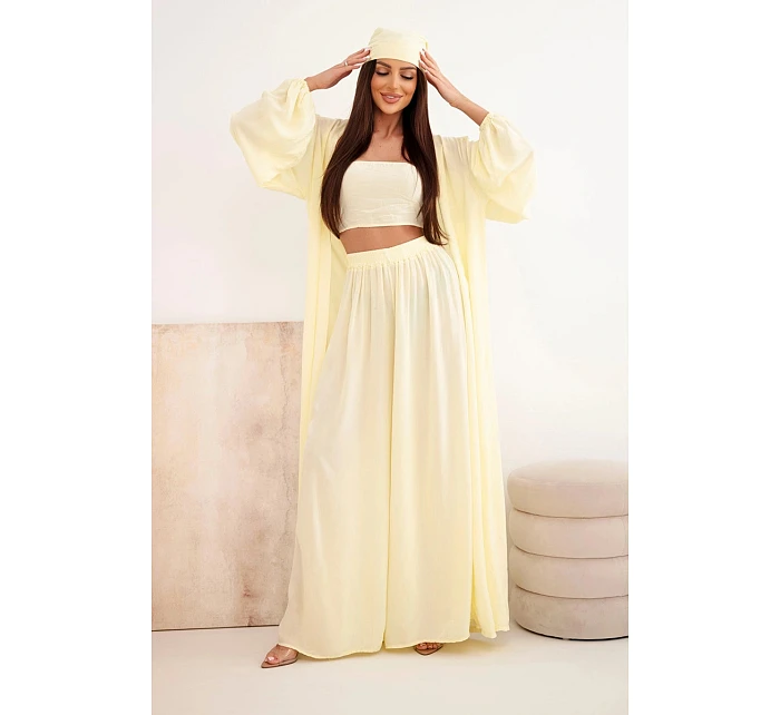 Dámský viskózový model 22084821 komplet v boho stylu žlutý - K-Fashion Dámský viskózový model 22084821 komplet v boho stylu žlutý - K-Fashion