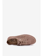 Dámské perforované polobotky z přírodního semiše světle hnědé Feliva