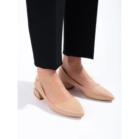 Jedinečné dámské  baleríny hnědé bez podpatku