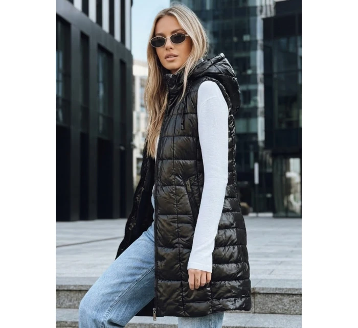 Dámská prošívaná vesta s kapucí černá FashionStreet TY5257