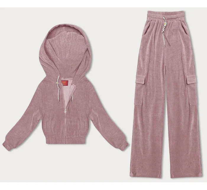 Růžový dámský komplet mikina a kalhoty typu cargo model 18910743 - LHD Růžový dámský komplet mikina a kalhoty typu cargo model 18910743 - LHD