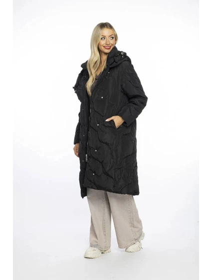 Volná černá dámská bunda s ozdobným prošíváním model 21247253 - Ann Gissy