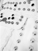 Bílá dámská džínová bunda s ozdobnými kamínky (M7010)