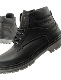 Wrangler Allan Mid pánské boty sable boots smart leather black