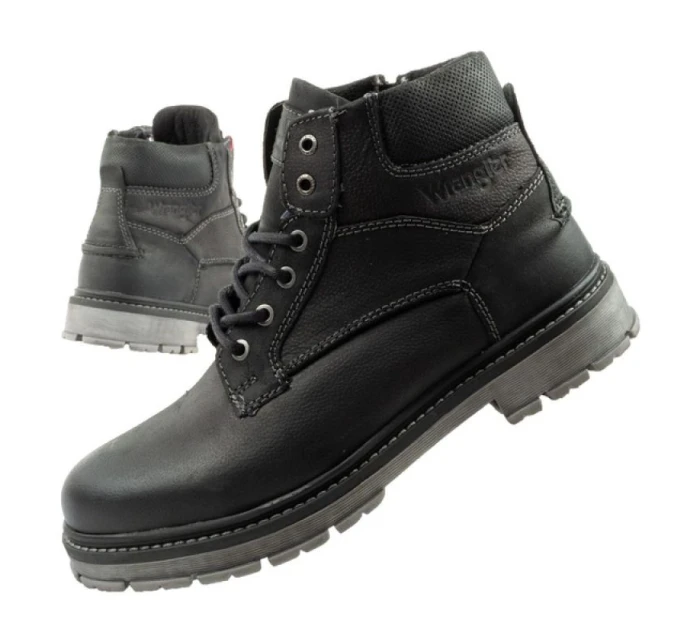 Wrangler Allan Mid pánské boty sable boots smart leather black