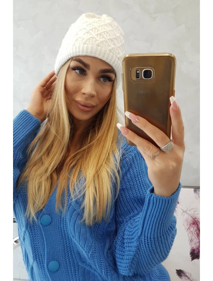 Fleecová čepice model 18750825 bílá - K-Fashion Fleecová čepice model 18750825 bílá - K-Fashion