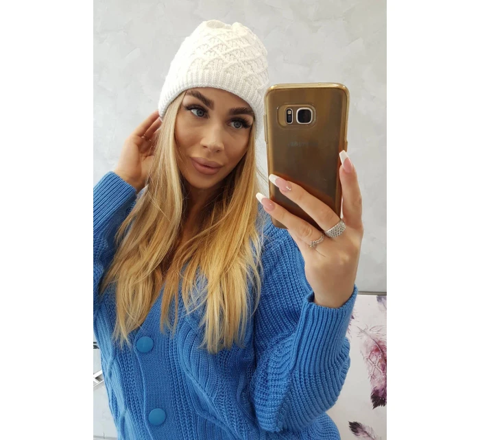 Fleecová čepice model 18750825 bílá - K-Fashion Fleecová čepice model 18750825 bílá - K-Fashion