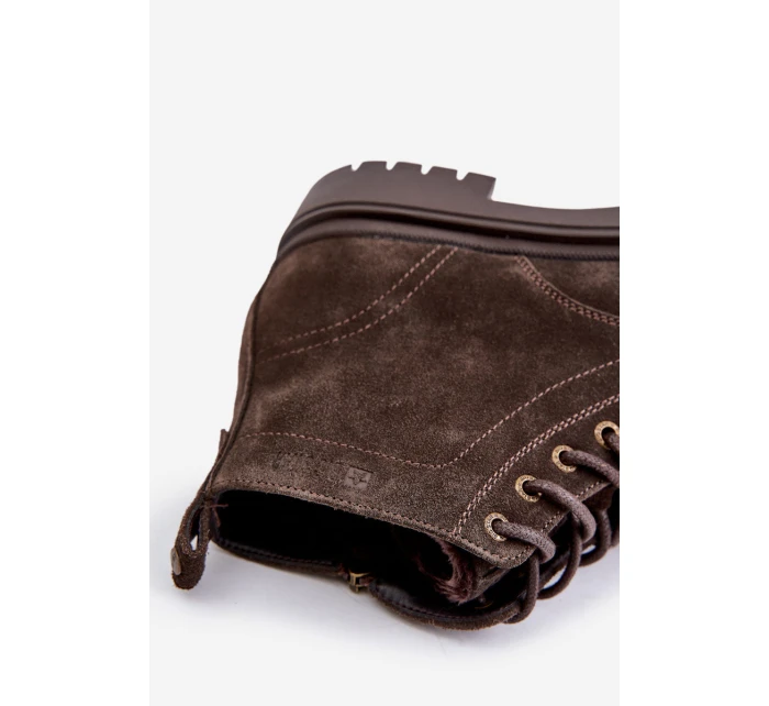 Semišové Zateplené Kotníkové Boty Na Zip Big Star model 21676197 Hnědé - Big Star Shoes Semišové Zateplené Kotníkové Boty Na Zip Big Star model 21676197 Hnědé - Big Star Shoes