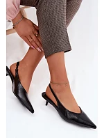 Lakované dámské sandály z umělé kůže na podpatku Černé Averelle