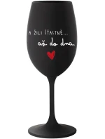 A ŽILI ŠŤASTNĚ AŽ DO DNA - černá sklenice na víno 350 ml A ŽILI ŠŤASTNĚ AŽ DO DNA - černá sklenice na víno 350 ml