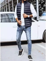 Pánská prošívaná tmavě modrá vesta FashionStreet TX4130 Pánská prošívaná tmavě modrá vesta FashionStreet TX4130