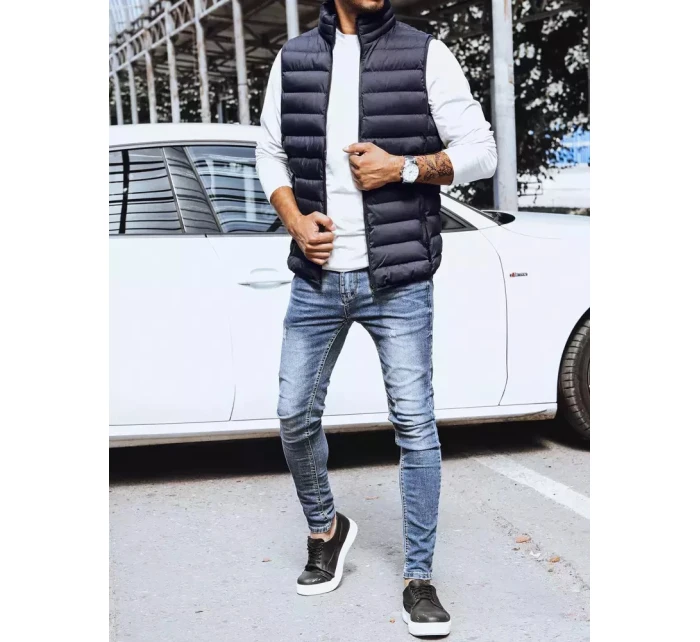 Pánská prošívaná tmavě modrá vesta FashionStreet TX4130 Pánská prošívaná tmavě modrá vesta FashionStreet TX4130