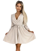 339-4 BINDY Dámské šaty s výstřihem a páskem - BEACH 339-4 BINDY Dámské šaty s výstřihem a páskem - BEACH