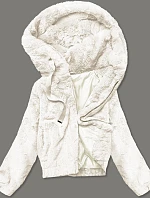 Krátká dámská kožešinová bunda v ecru barvě (R8050-26)