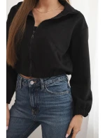 Semišová mikina na zip Černý