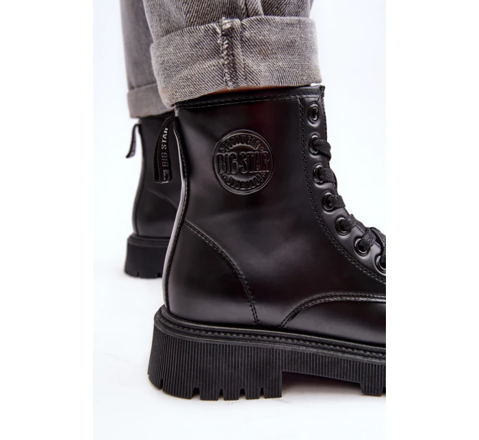 Botky Kožené Šněrovací Černé Big Star model 21636893 - Big Star Shoes Botky Kožené Šněrovací Černé Big Star model 21636893 - Big Star Shoes