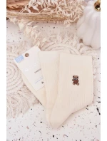 Teplé dámské ponožky s vlnou Medvěd Ecru Teplé dámské ponožky s vlnou Medvěd Ecru