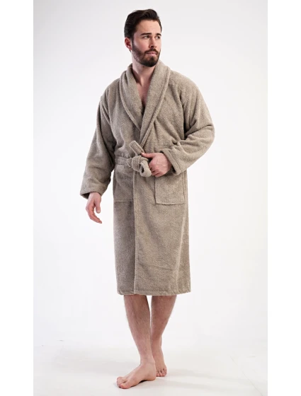 Pánský župan se šálovým límcem Oskar Béžová - Vienetta Pánský župan se šálovým límcem Oskar Béžová - Vienetta