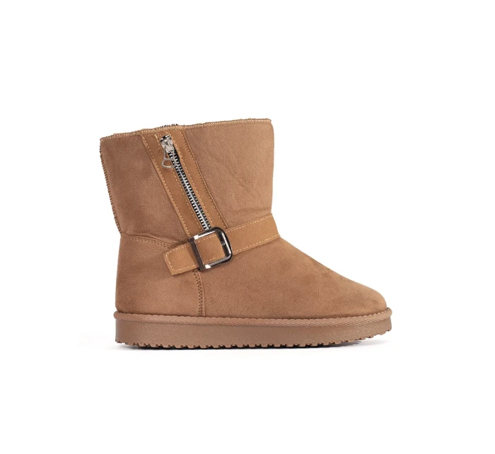 Komfortní dámské sněhule hnědé bez podpatku Komfortní dámské sněhule hnědé bez podpatku