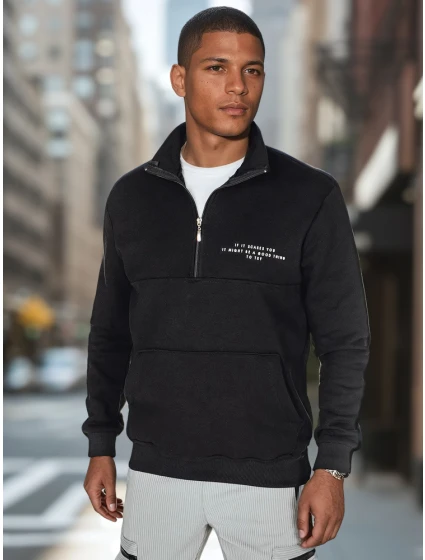 Pánská mikina s potiskem černá FashionStreet BX5887