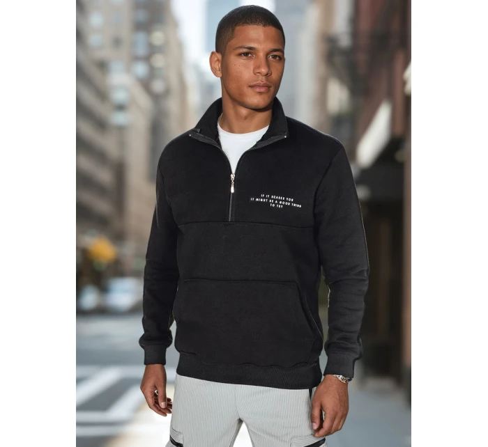 Pánská mikina s potiskem černá FashionStreet BX5887