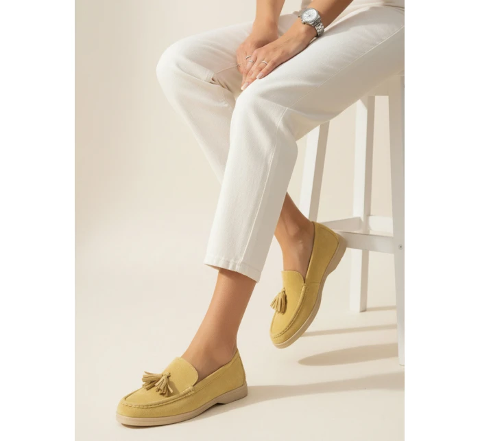 Dámské žluté semišové mokasíny FashionStreet ZY1342