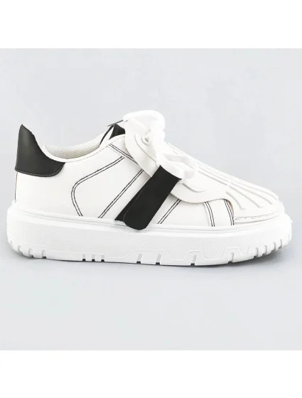 Bílo-černé dámské sportovní boty se zakrytým šněrováním (RA2049) Bílo-černé dámské sportovní boty se zakrytým šněrováním (RA2049)