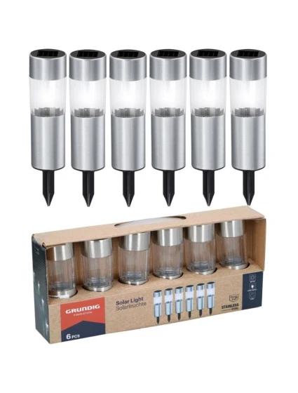 SOLÁRNÍ LAMPA 4,5X15CM INOX 6KS GRUNDIG SOLÁRNÍ LAMPA 4,5X15CM INOX 6KS GRUNDIG