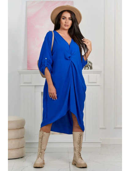 Oversize šaty s výstřihem do V chrpa modrá