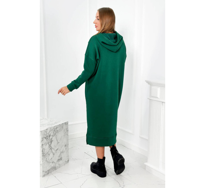 Dlouhé šaty s kapucí zelený