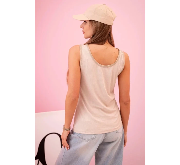 Dámská halenka na ramínka s ozdobným lemem béžový