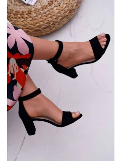 Dámské Sandály Na Podpatku Semišové Černé Lexi