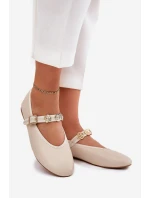 Dámské Baletky S Páskem A Zlatými Přezkami Béžové model 21699396 - Boto