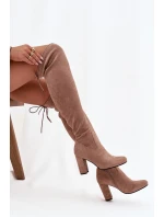 Dámské kozačky na podpatku béžové model 21714951 - Boto