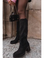 Dámské zimní kozačky na masivním podpatku černé model 21715035 - Boto Dámské zimní kozačky na masivním podpatku černé model 21715035 - Boto