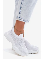 Dámské Sportovní Textilní Baleríny s Dekorací Bílé model 22107408 - Boto