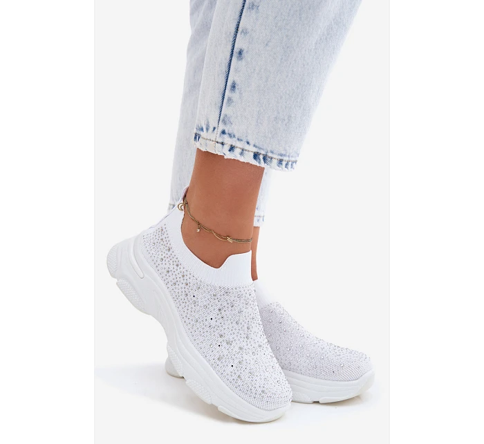 Dámské Sportovní Textilní Baleríny s Dekorací Bílé model 22107408 - Boto