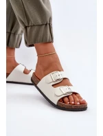 Dámské pantofle s přezkami Bílá Oliena Dámské pantofle s přezkami Bílá Oliena