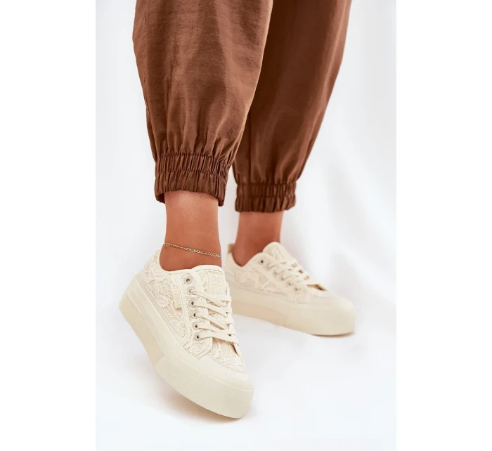 Dámské krajkové tenisky Big Star – béžové