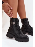 Dámské zateplené workery Selita s ozdobným páskem – černé Dámské zateplené workery Selita s ozdobným páskem – černé