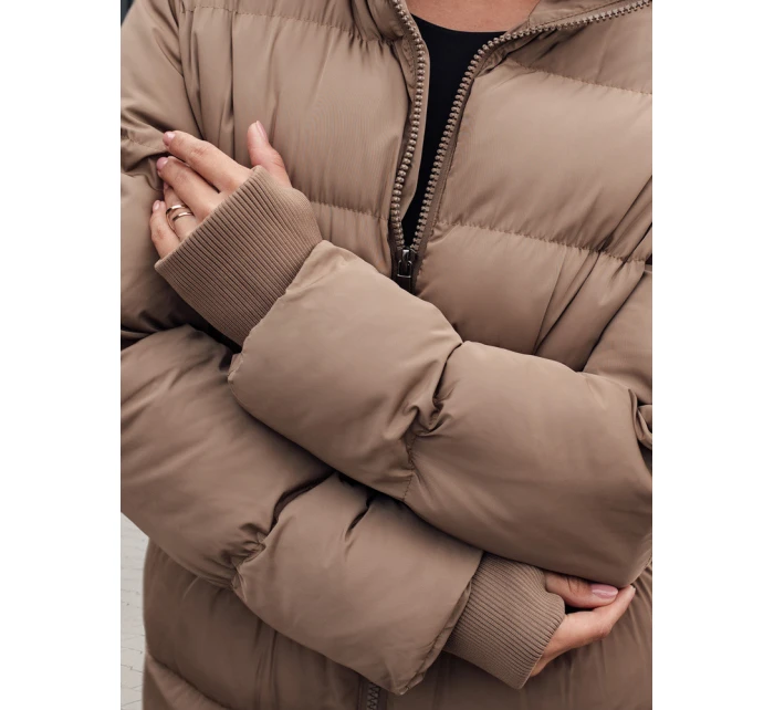 Dámská zimní dlouhá prošívaná bunda FABWARM béžová FashionStreet TY4621